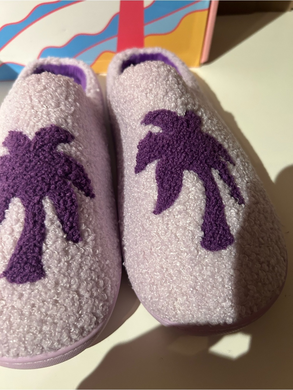 Pink Palm Puff Malibu Slippers in Twilight - Picture 3 of 8
